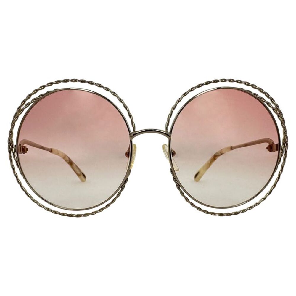 ChloƩ Carlina Twist Oversized Round Sunglasses in Silver Metal